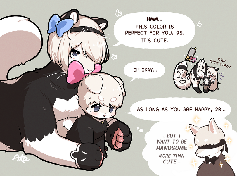﻿HMA/L. THIS COLOR IS PERFECT FOR YOU, 9S.,missaka,artist,NieR Automata,Nier (series),Игры,YoRHa No.2 Type B,YoRHa No.9 Type S,YoRHa No.2 Type A,Pod (Nier Automata),Игровой комикс,комиксы без перевода,щенок,снежный барс,леопард,missaka,artist,NieR Automata,nier (series),games,YoRHa No. 2 Type