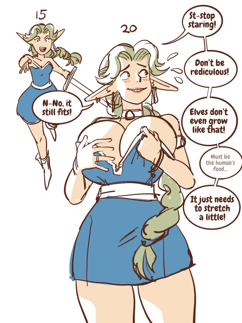 storknaked,elf girl,Elf,Эльф,Fantasy race,мясомолочные эльфы,breast expansion,huge breasts,huge breasts, large breasts,арт девушка,art,арт