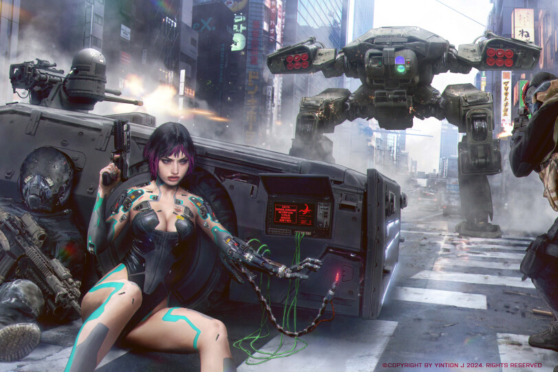 ﻿©COPYRIGHT BY YINTION J 2024. RIGHTS DA' rÄ □OUINLDADINE 5 CDRI VIR »ION US SSI SS 1 RÄT 80),yintion J,artist,Yintion J - Jiang Geping,Cybergirl,Sci-Fi Girl,арт барышня,арт девушка, art барышня, art girl,art,арт,cyberpunk,Sci-Fi,девушка с оружием,yintion J,artist,Yintion J - Jiang